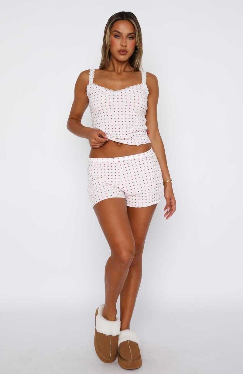 White Fox Sleep On It Pyjama Set Red Loveheart | EYAVXK-627