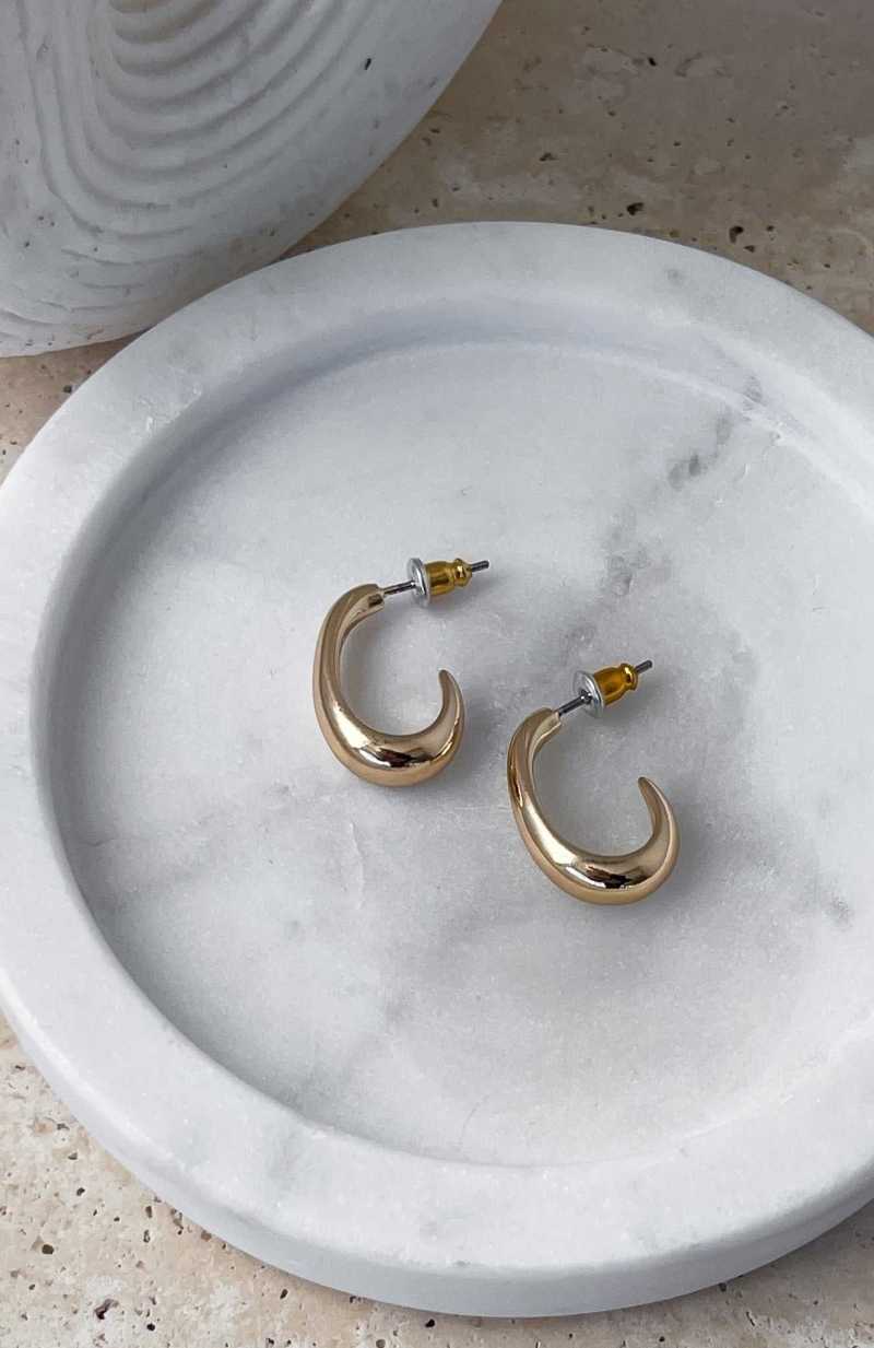 White Fox Sloane Earrings Gold | PNQFIS-953