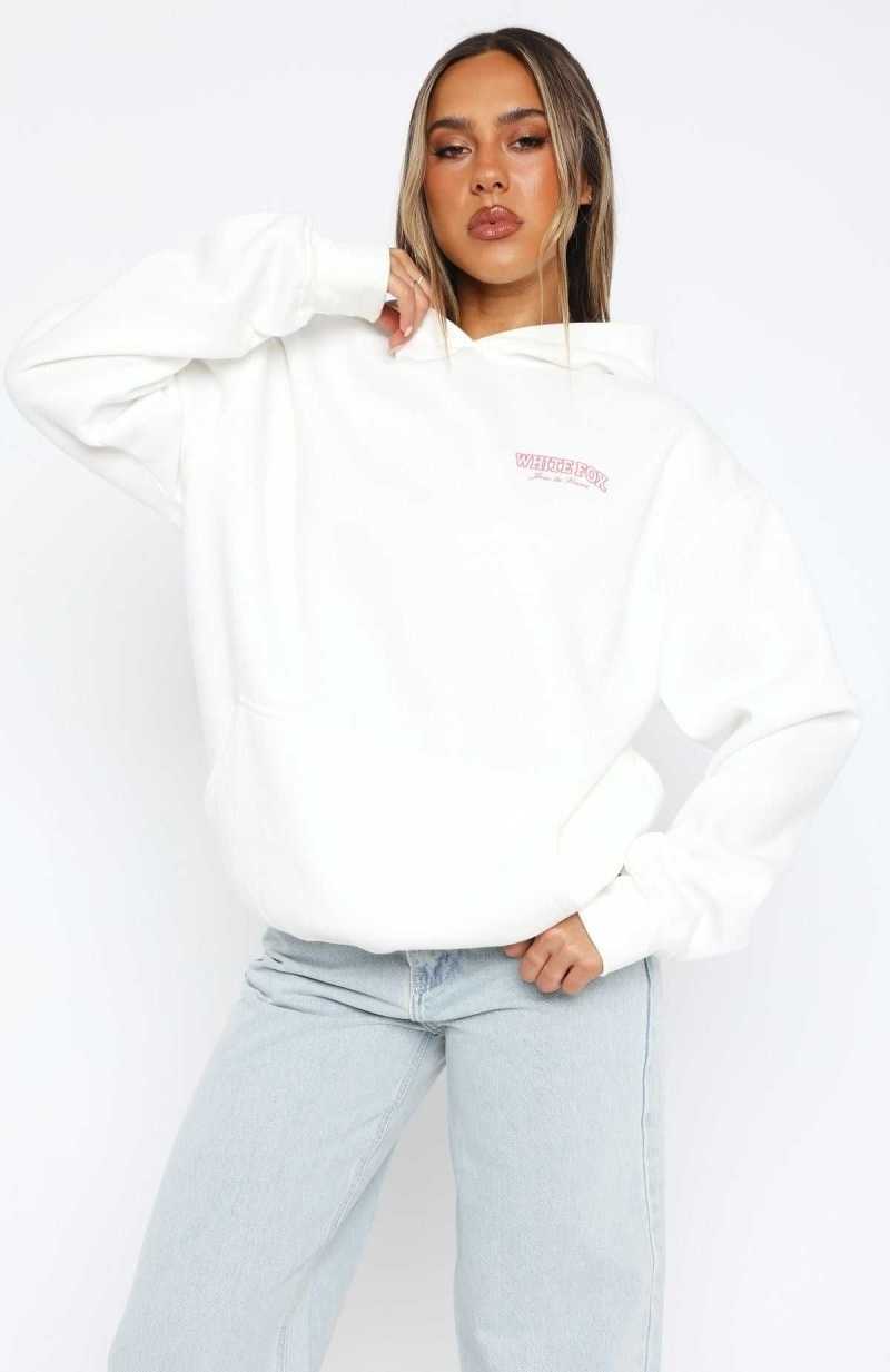 White Fox Small Joys Oversized Hoodie White | NDPIBE-375