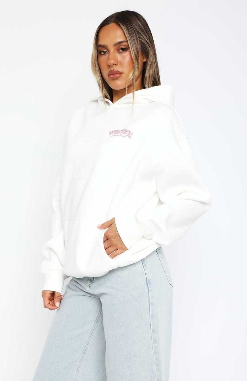 White Fox Small Joys Oversized Hoodie White | NDPIBE-375