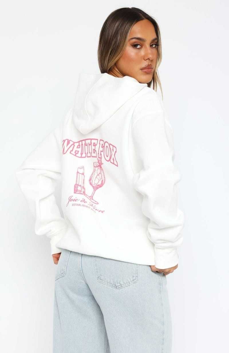 White Fox Small Joys Oversized Hoodie White | NDPIBE-375