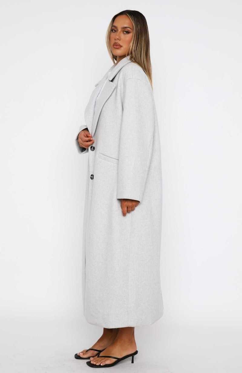 White Fox Smart Casual Oversized Coat Grey | DJWZYP-721
