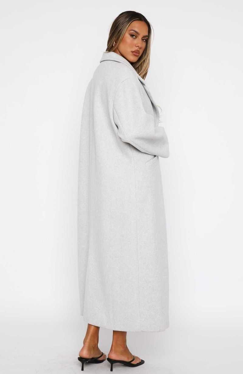 White Fox Smart Casual Oversized Coat Grey | DJWZYP-721