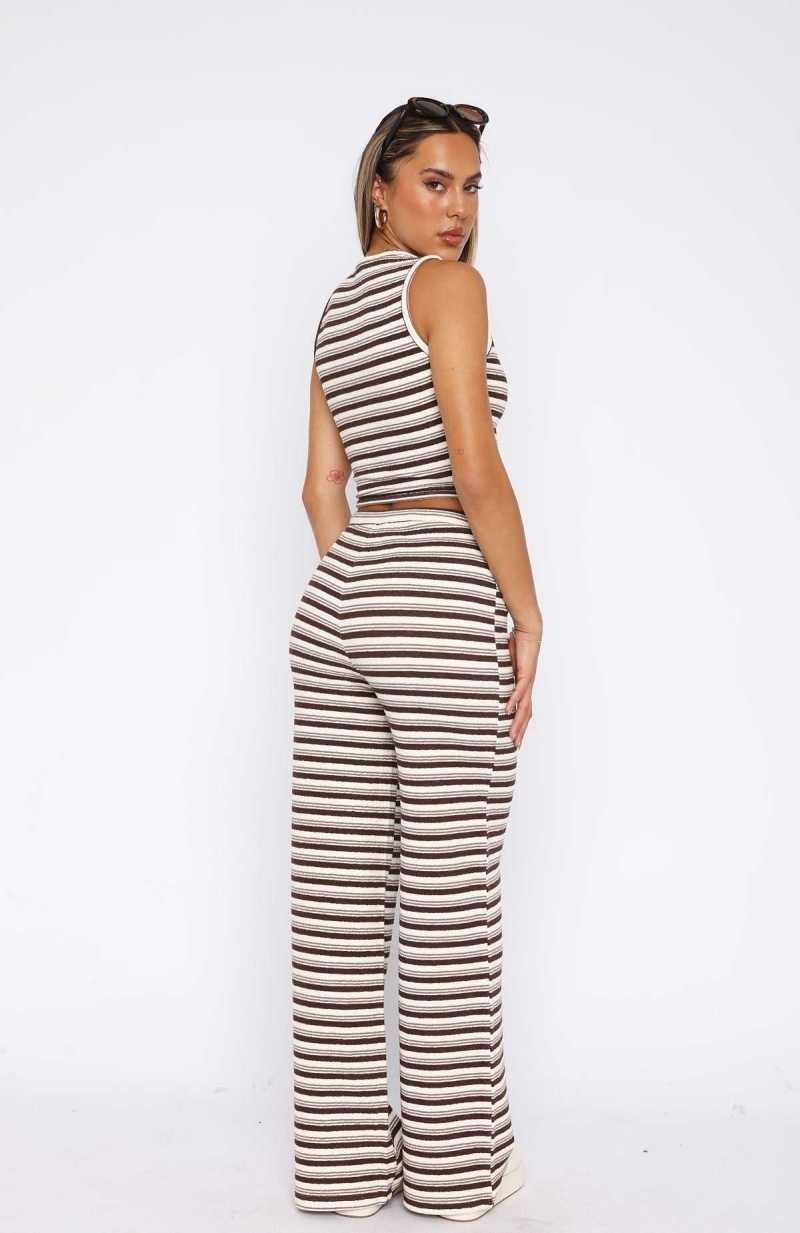 White Fox So Much Drama Striped Pants Brown | GTXJBQ-435