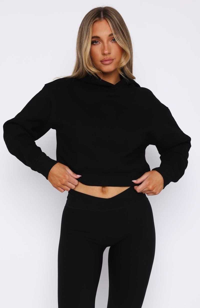 White Fox So Much More Cropped Hoodie Black | DSRYPX-075