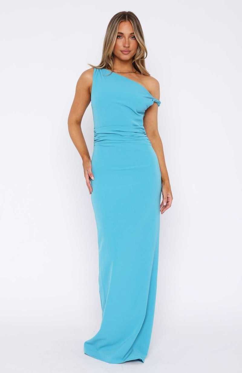 White Fox So She Said Maxi Dress Blue | FRZTDX-512