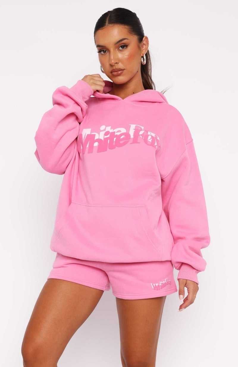 White Fox So Wavy Oversized Hoodie Pink | MSNRZV-807