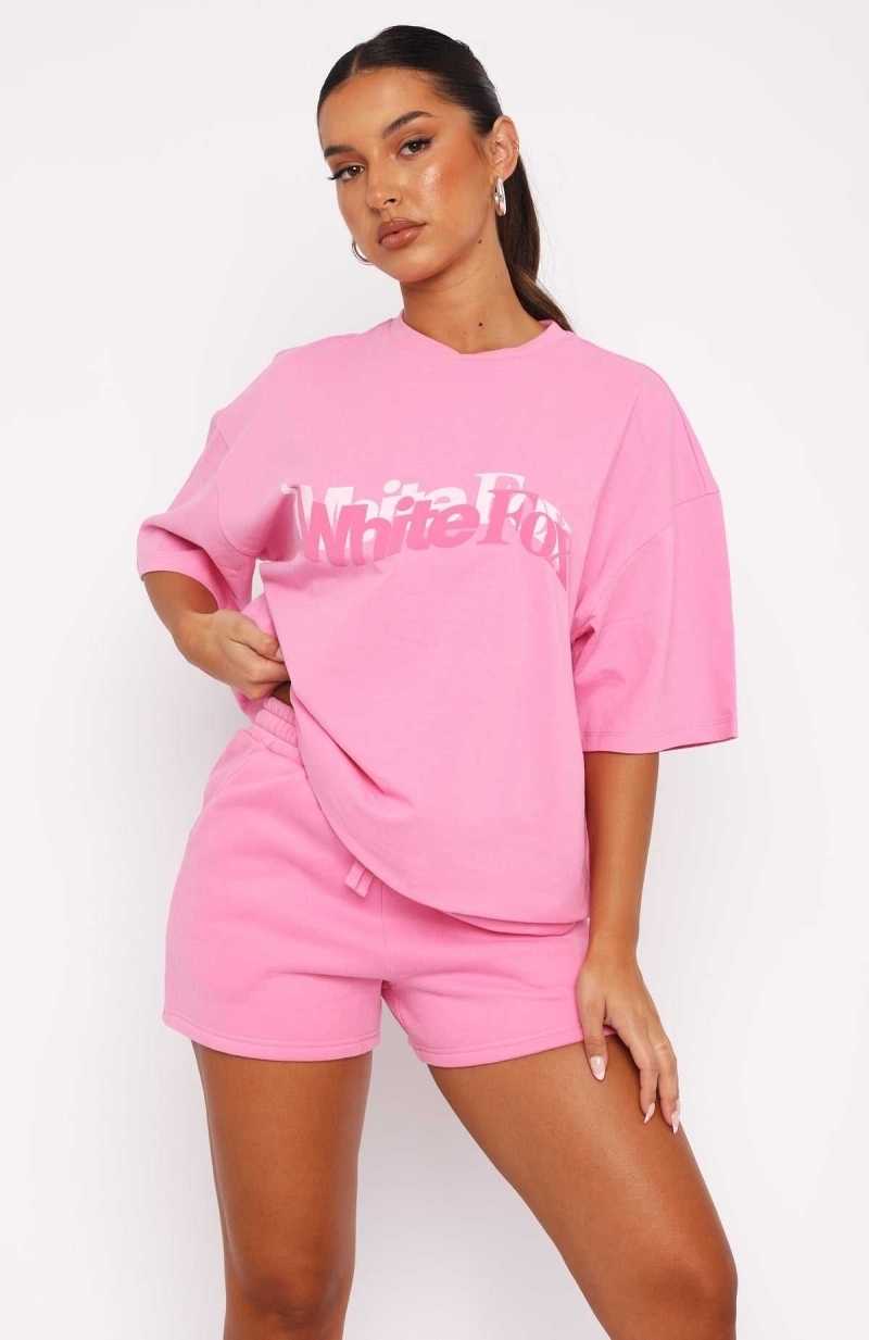 White Fox So Wavy Oversized Tee Pink | REJVHC-240