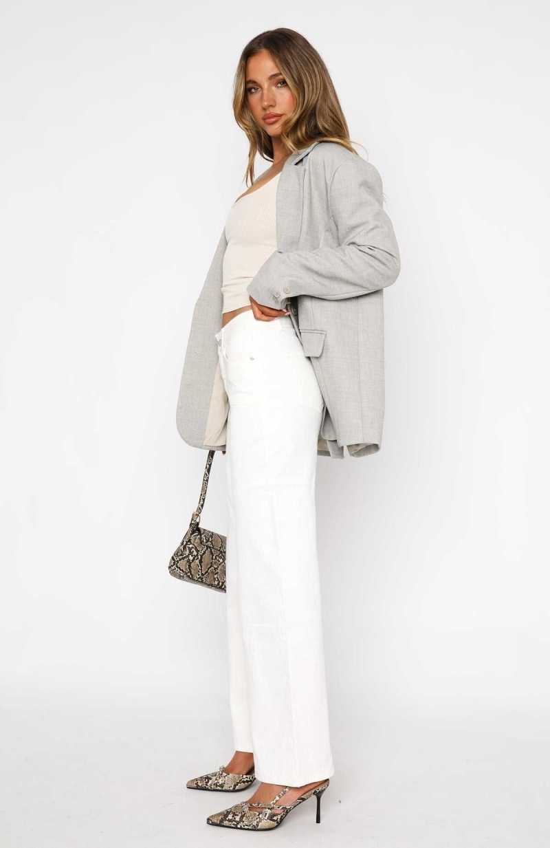 White Fox Sofia Mid Rise Wide Leg Jeans White | GSAWOI-453