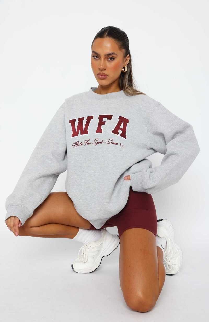 White Fox Sporty Girl Oversized Sweater Grey Marle | BCROYP-987