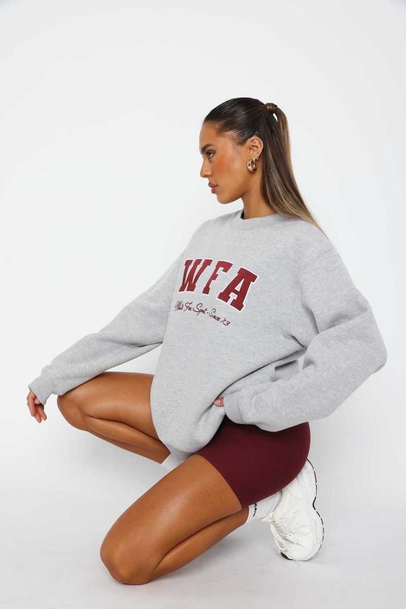 White Fox Sporty Girl Oversized Sweater Grey Marle | BCROYP-987