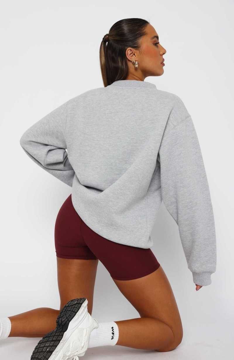 White Fox Sporty Girl Oversized Sweater Grey Marle | BCROYP-987