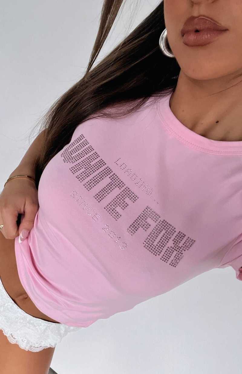 White Fox Start To Wonder Baby Tee Baby Pink | GFOPTX-651