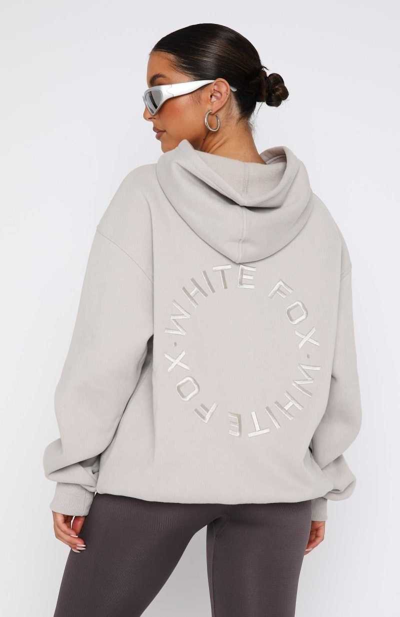 White Fox Stay Lifted Oversized Hoodie Moon | QVTYAZ-506