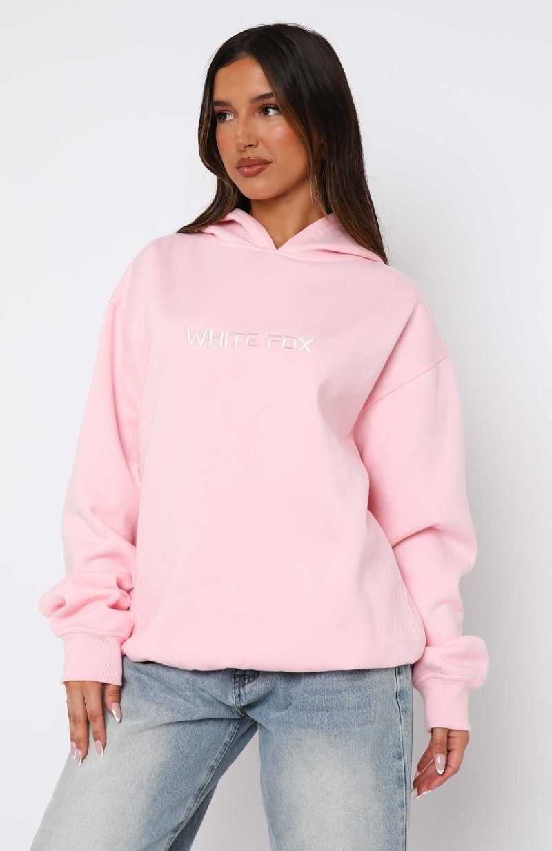 White Fox Stay Lifted Oversized Hoodie Posy | EDCMVT-796