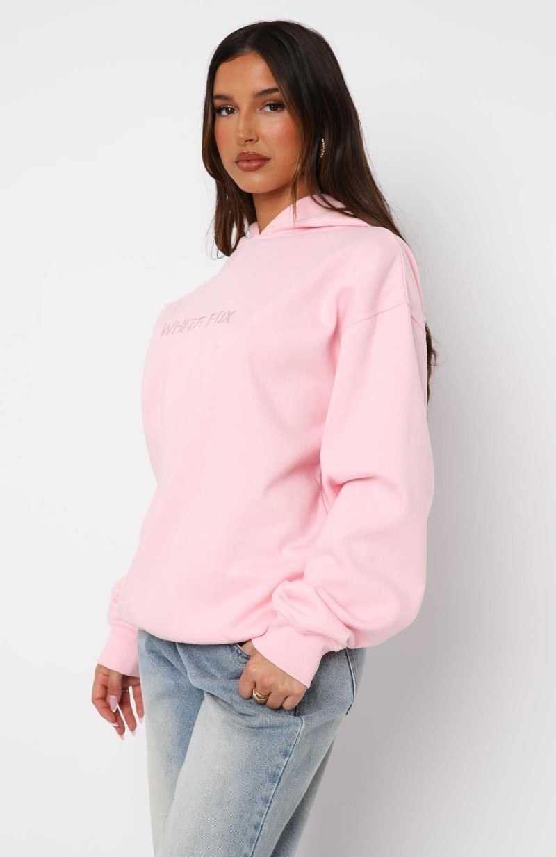White Fox Stay Lifted Oversized Hoodie Posy | EDCMVT-796