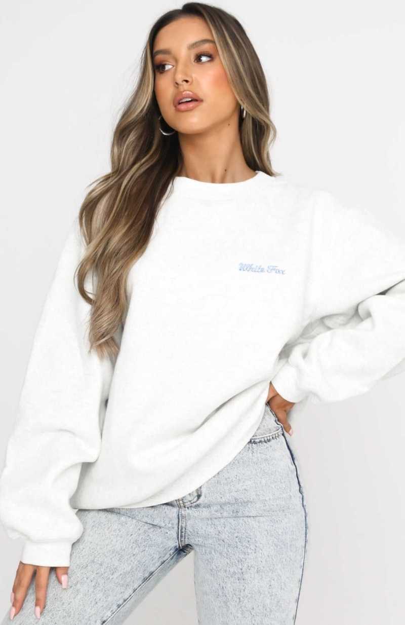 White Fox Steal Your Heart Oversized Sweater Grey Marle | PVFQZR-392
