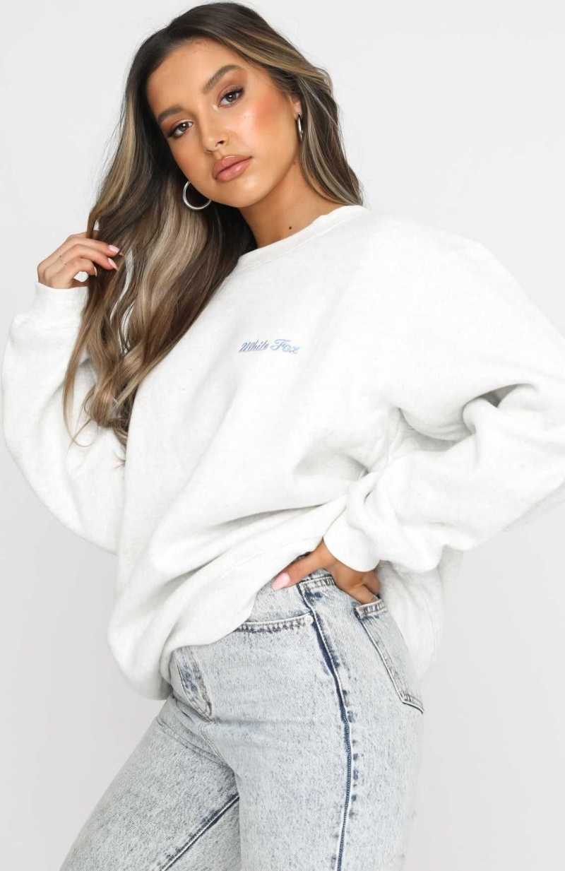 White Fox Steal Your Heart Oversized Sweater Grey Marle | PVFQZR-392