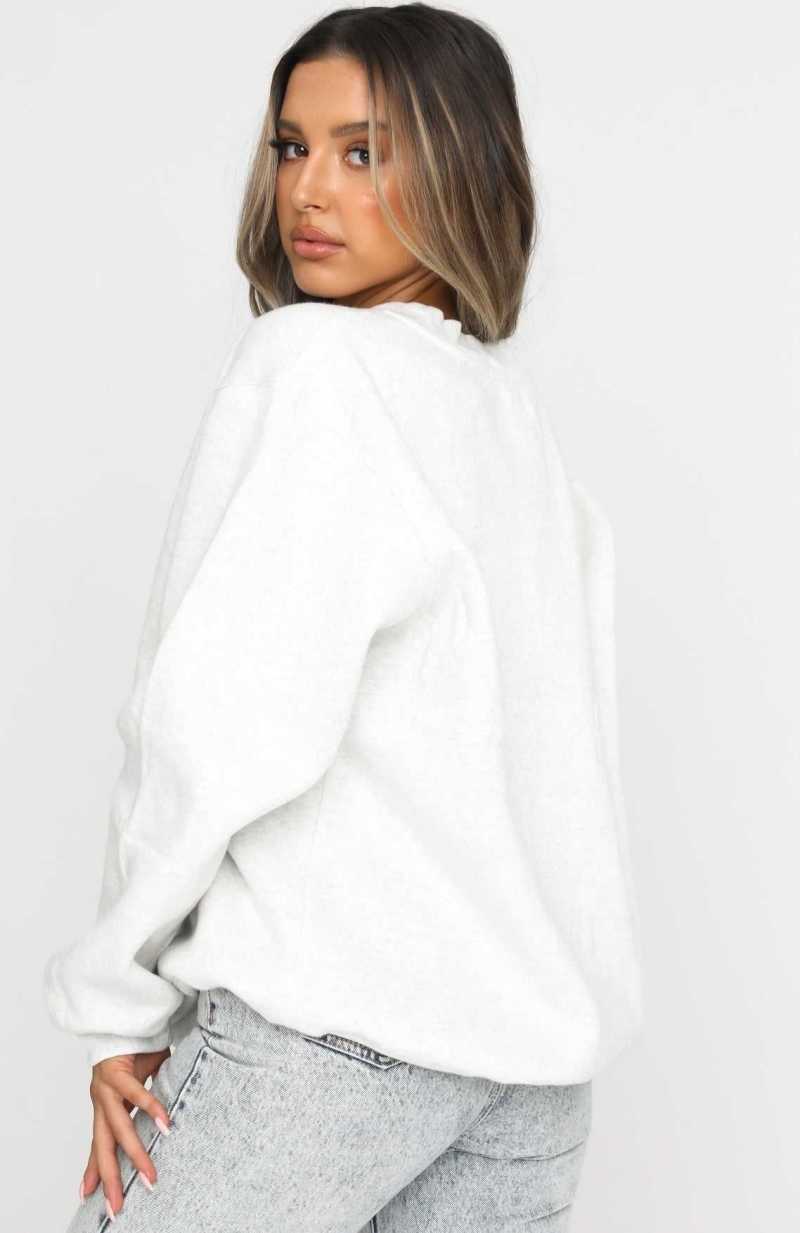 White Fox Steal Your Heart Oversized Sweater Grey Marle | PVFQZR-392