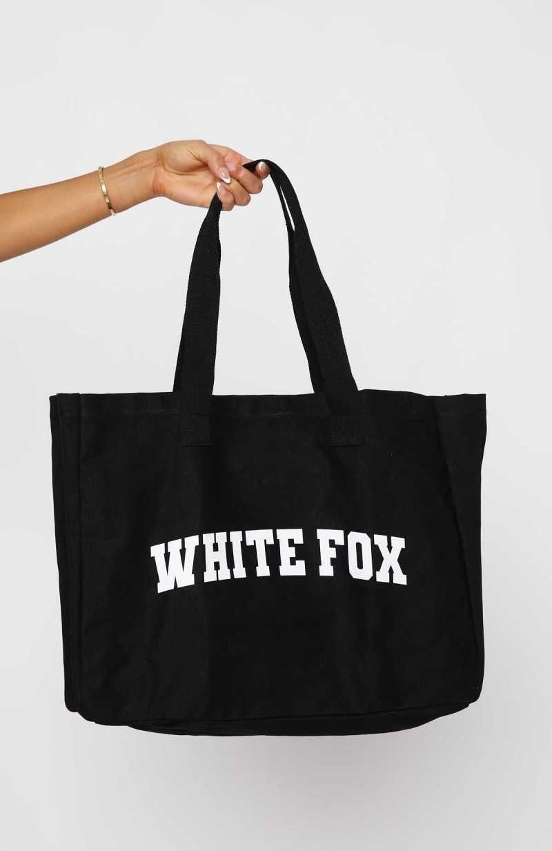 White Fox Stepping Out Tote Bag Black | UGFRZL-321