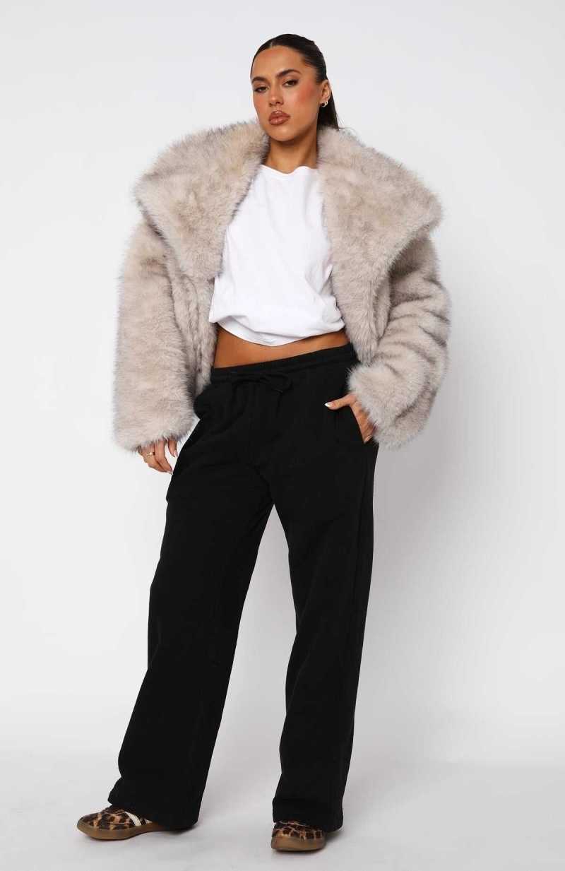 White Fox Stick With Me Wide Leg Sweatpants Black | NGXZAJ-836