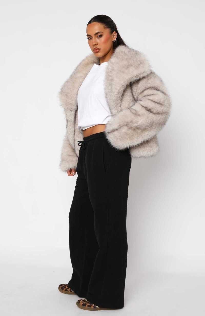 White Fox Stick With Me Wide Leg Sweatpants Black | NGXZAJ-836