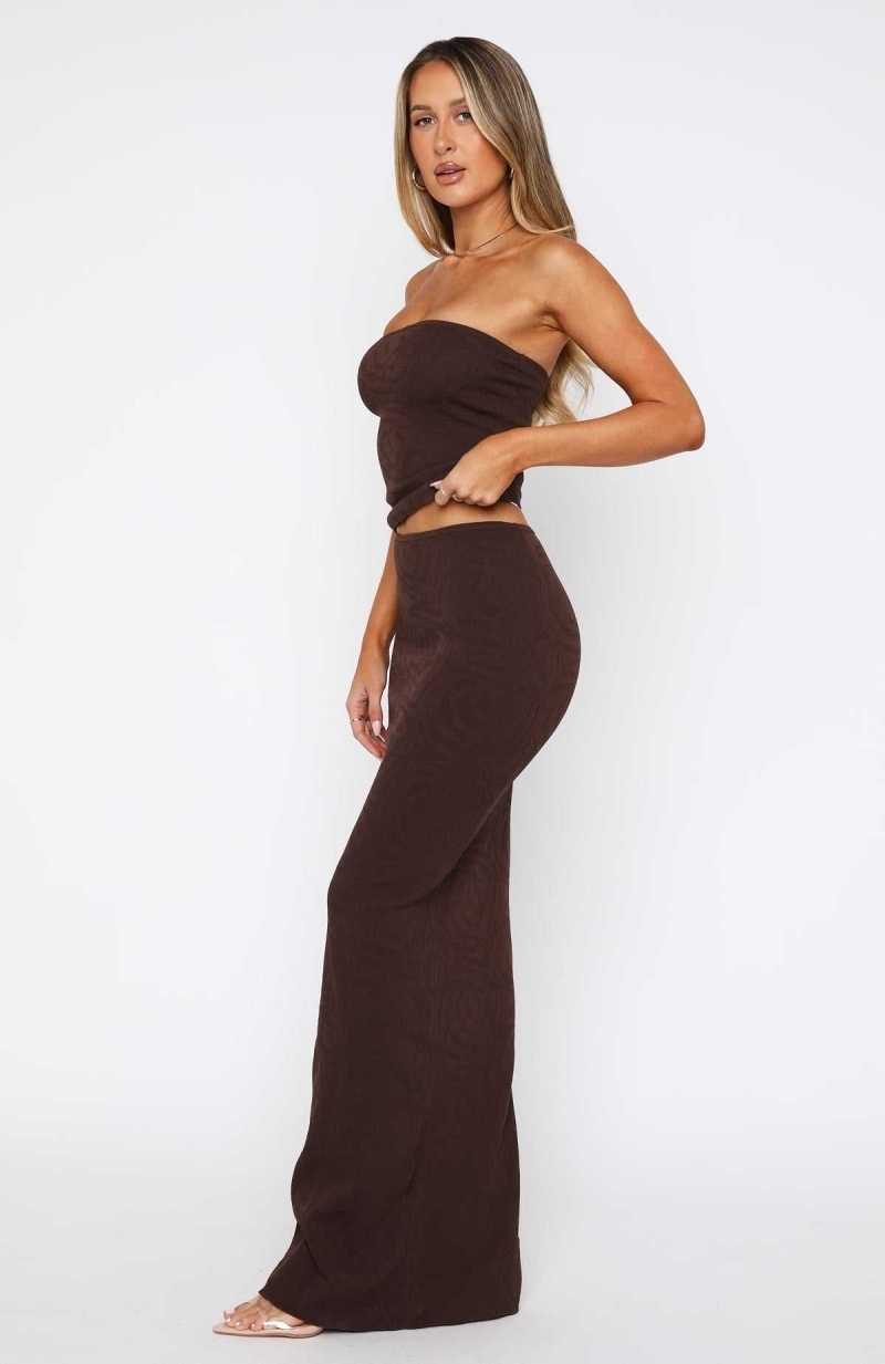 White Fox Still In Love With You Maxi Skirt Chocolate | APUOLD-149