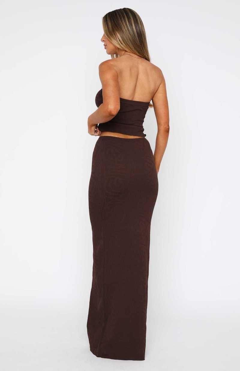 White Fox Still In Love With You Maxi Skirt Chocolate | APUOLD-149