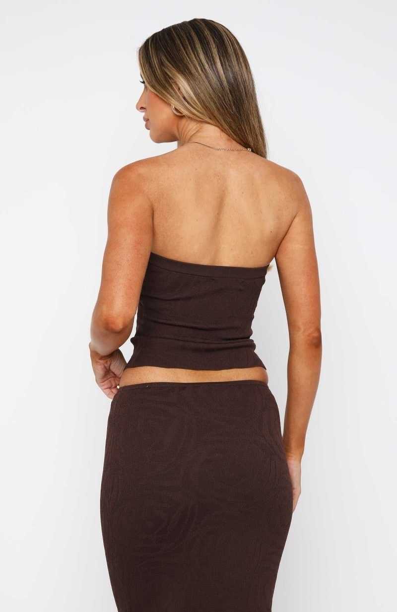White Fox Still In Love With You Strapless Top Chocolate | VRLCPO-276