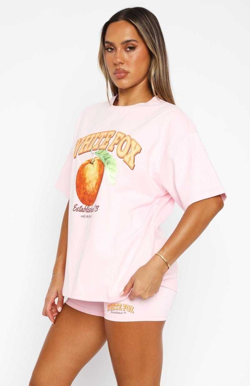 White Fox Summer Fruits Oversized Tee Pink | GHKBFM-571