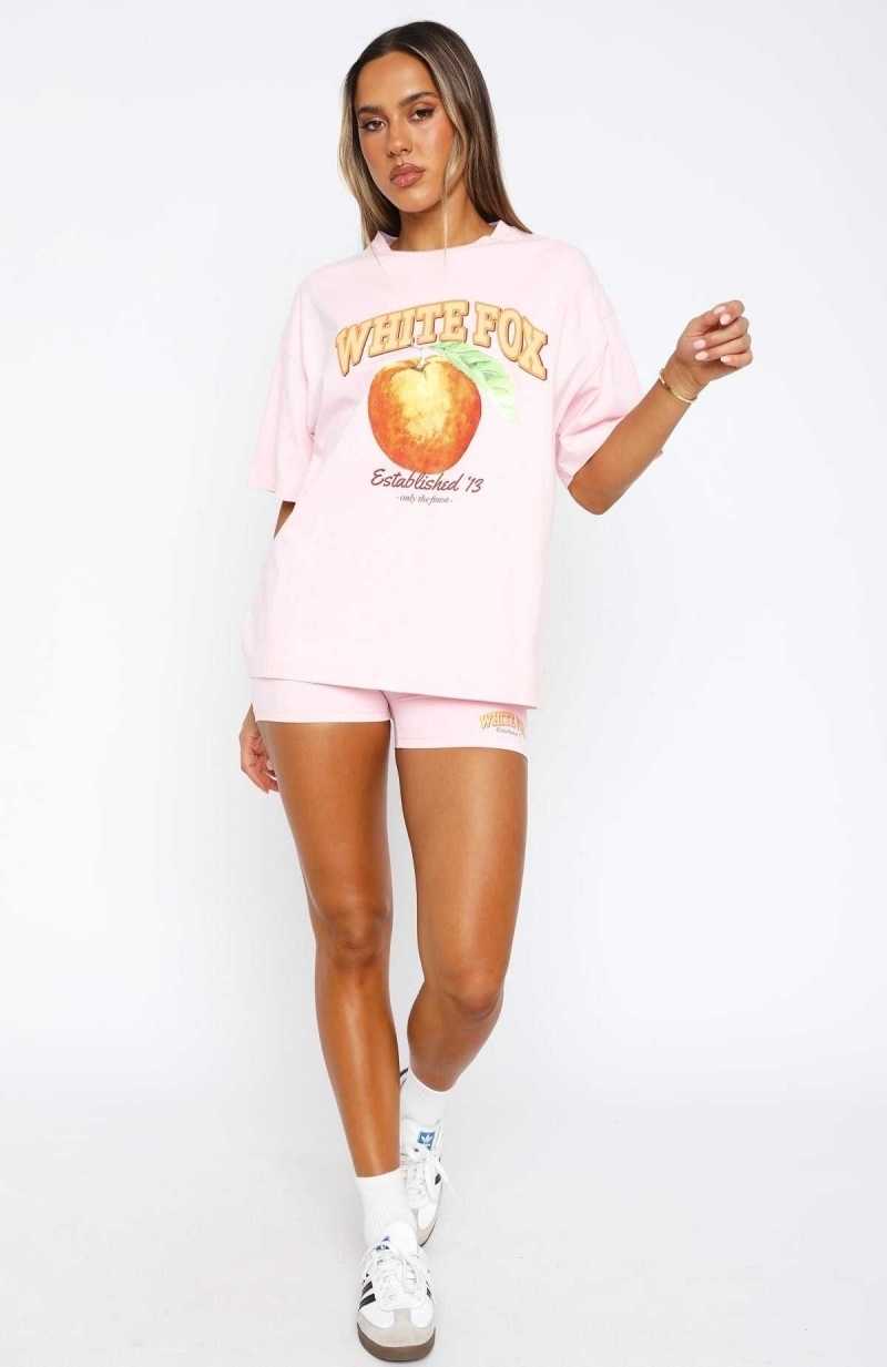 White Fox Summer Fruits Oversized Tee Pink | GHKBFM-571