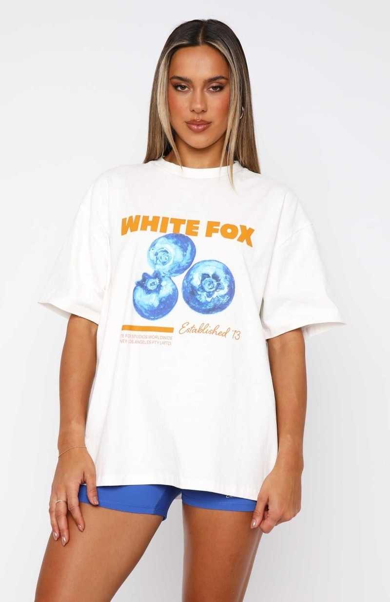 White Fox Summer Fun Oversized Tee White | PWAZXU-430