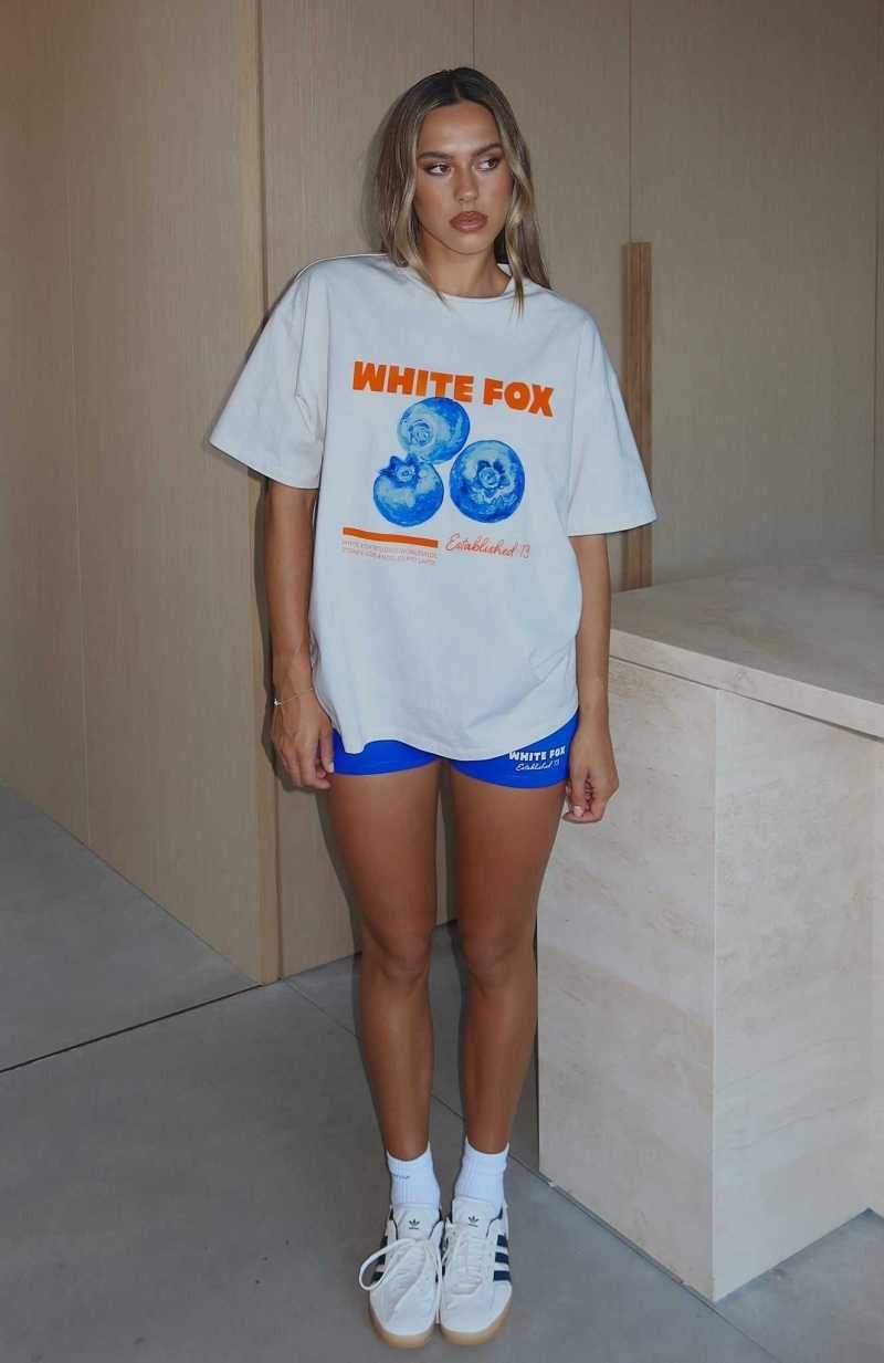 White Fox Summer Fun Oversized Tee White | PWAZXU-430