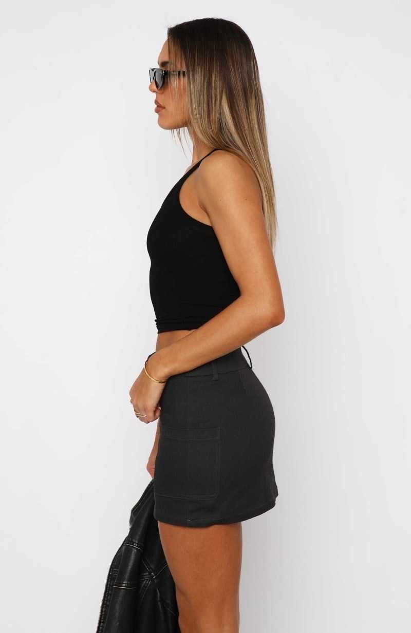 White Fox Sweet Goodbyes Mini Skirt Charcoal | PBLVZU-125
