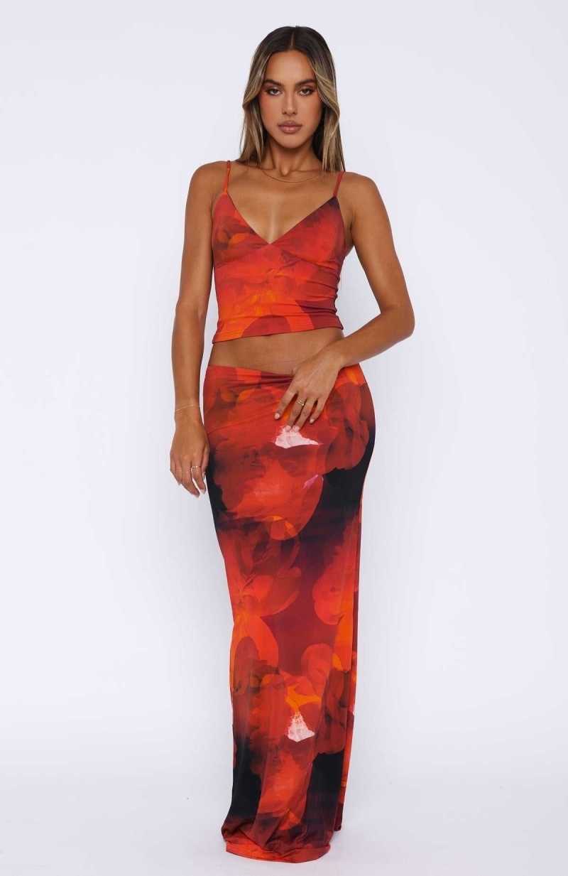 White Fox Sweet Salutations Maxi Skirt Ember | CYFAWK-059