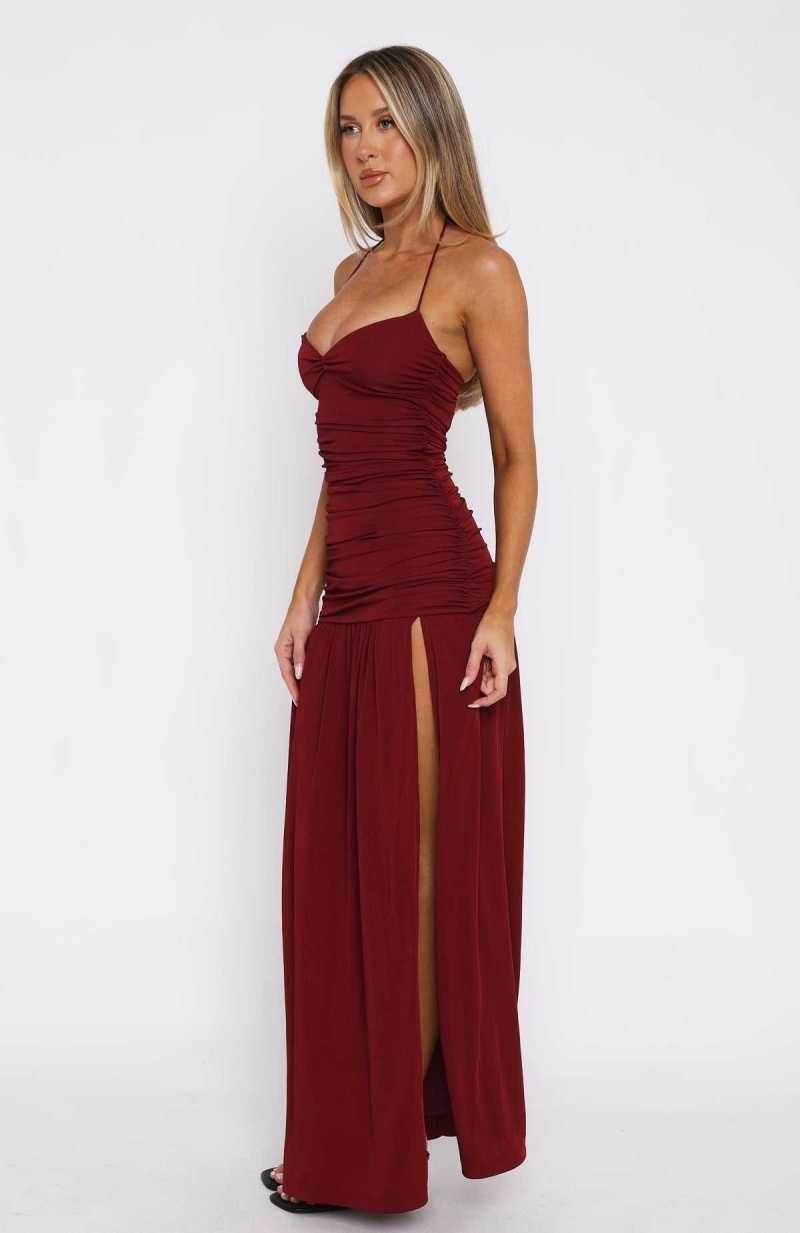 White Fox Sweet Skies Maxi Dress Burgundy | RUKTHN-236