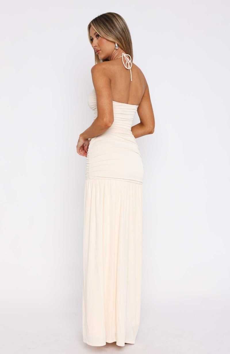 White Fox Sweet Skies Maxi Dress Cream | MWDTYX-123