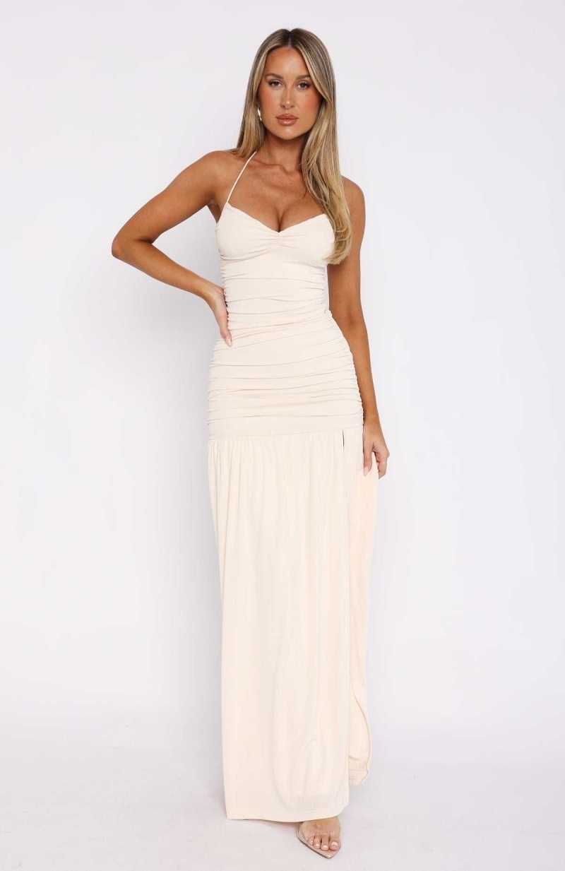 White Fox Sweet Skies Maxi Dress Cream | MWDTYX-123