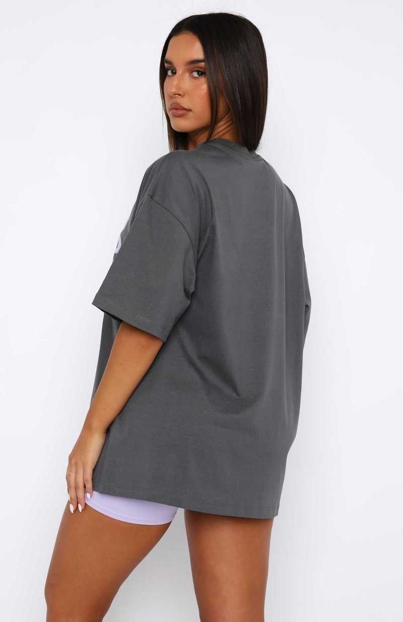 White Fox Take A Hint Oversized Tee Volcanic | KGXLYQ-375