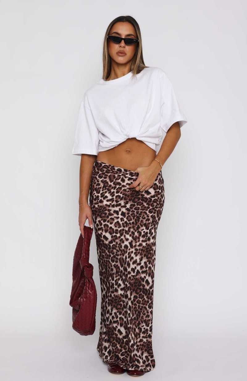 White Fox Take It From Here Maxi Skirt Leopard | GNKTPS-376