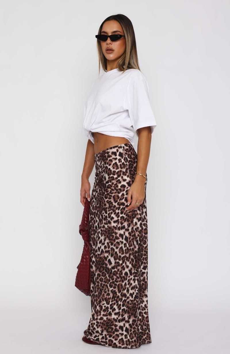 White Fox Take It From Here Maxi Skirt Leopard | GNKTPS-376