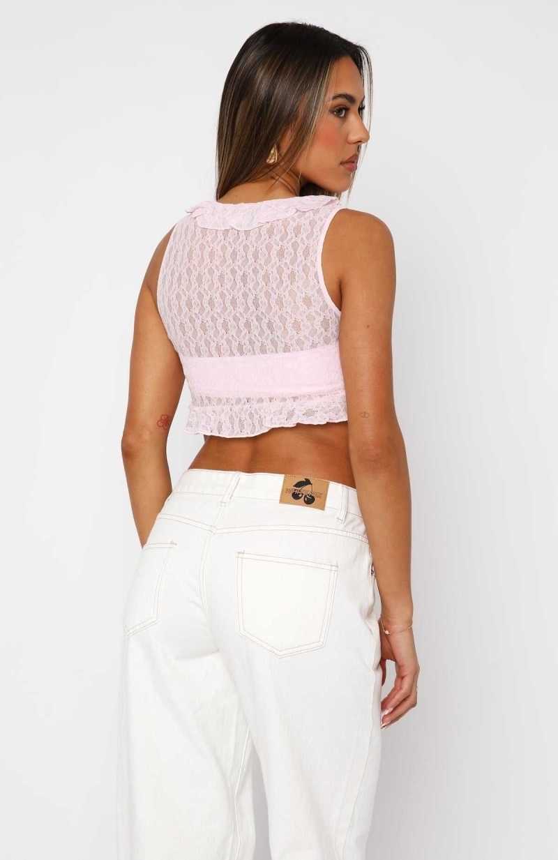 White Fox Take You Back Top Baby Pink | QCXMJG-835