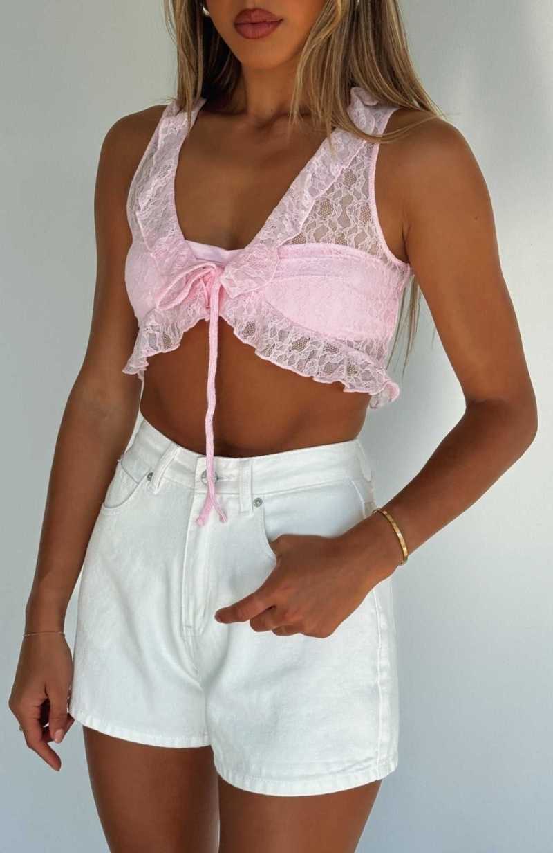 White Fox Take You Back Top Baby Pink | QCXMJG-835