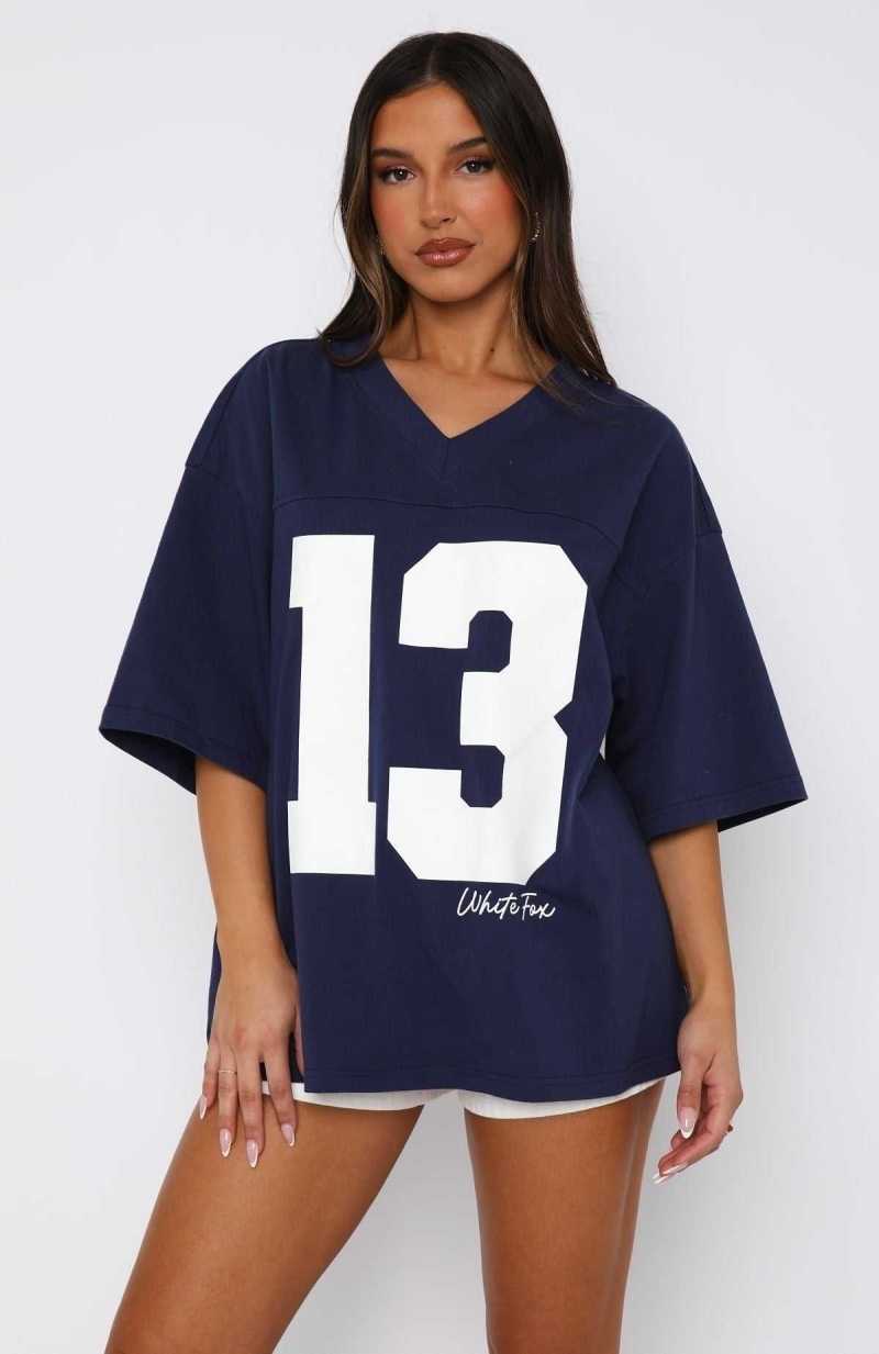 White Fox Take Your Place Oversized Tee Navy | ODWBNU-835