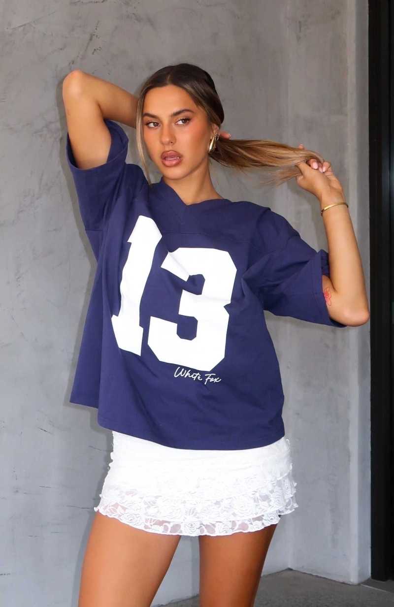 White Fox Take Your Place Oversized Tee Navy | ODWBNU-835