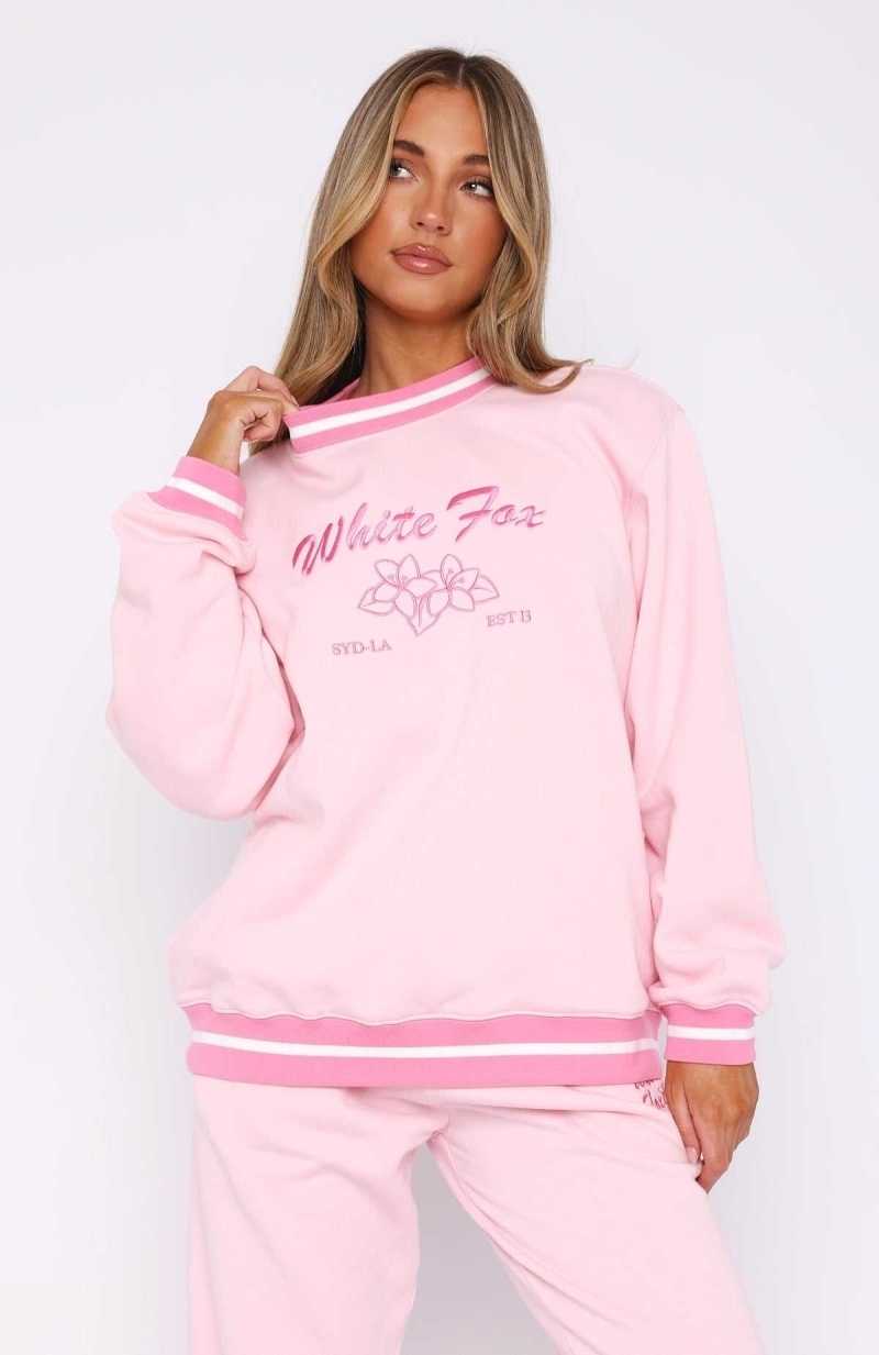 White Fox Taking A Break Oversized Sweater Pink | YFUDMS-530