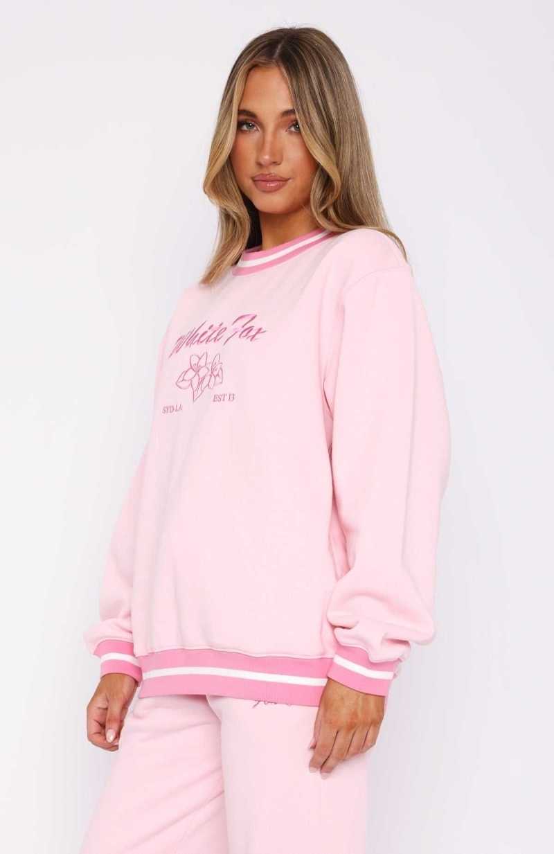White Fox Taking A Break Oversized Sweater Pink | YFUDMS-530