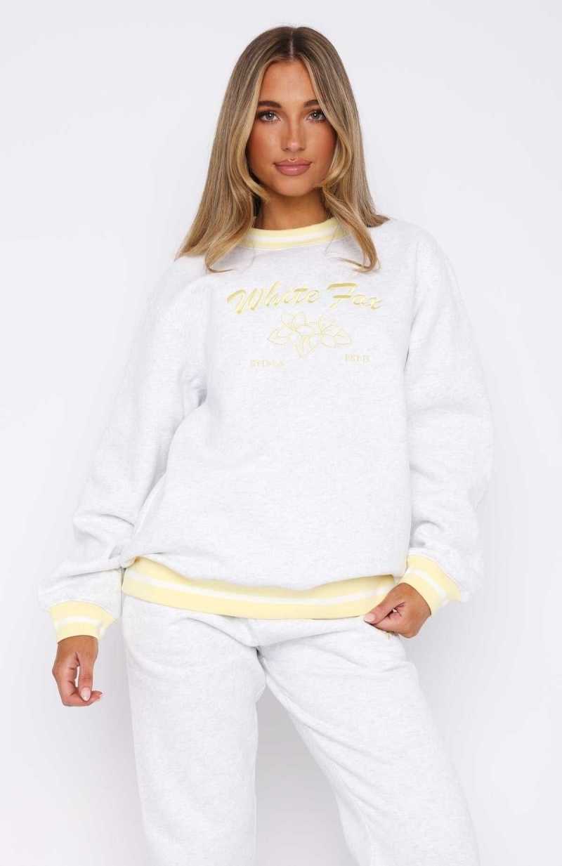 White Fox Taking A Break Oversized Sweater Grey Marle | KVWGEL-539