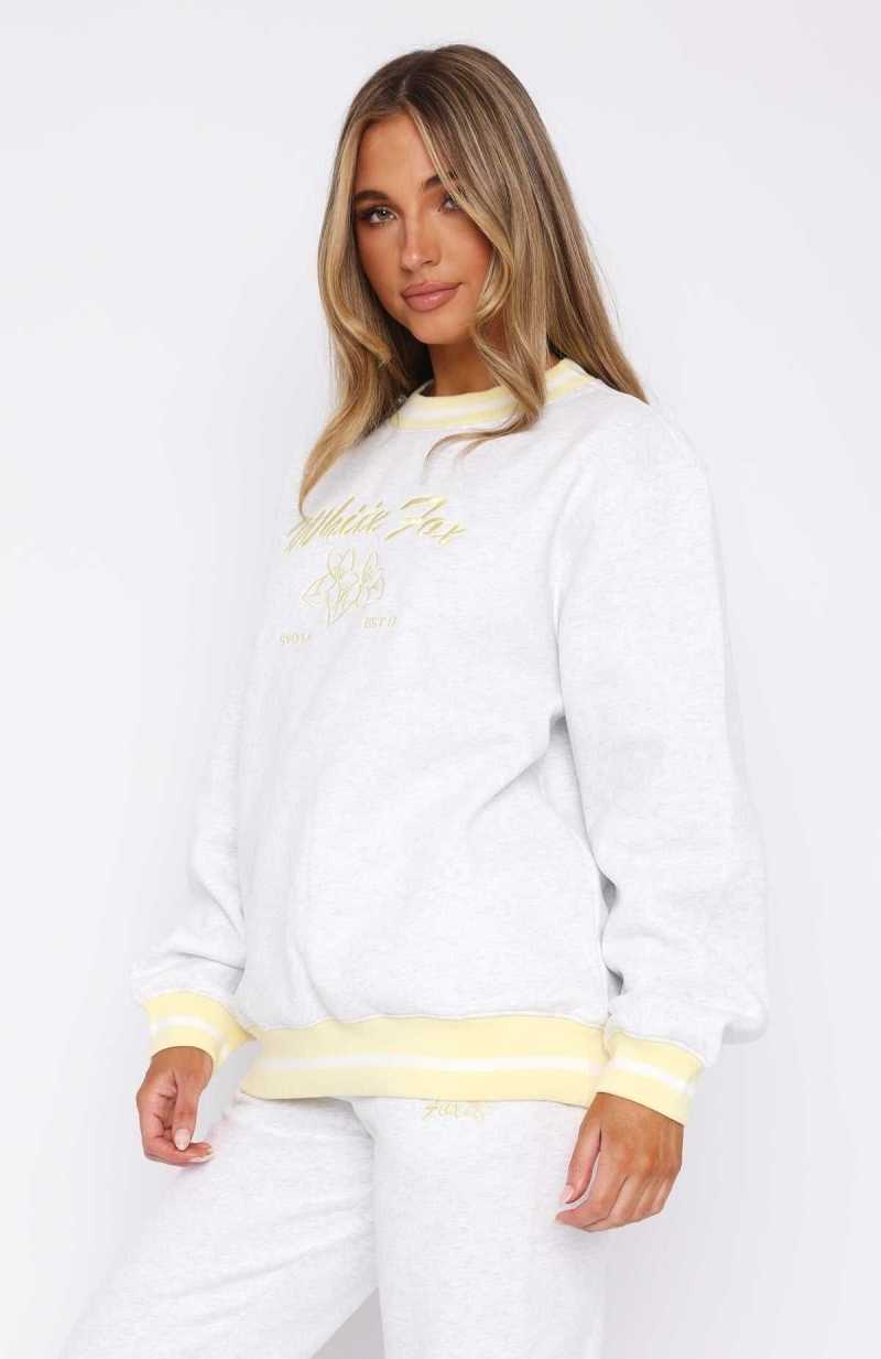 White Fox Taking A Break Oversized Sweater Grey Marle | KVWGEL-539
