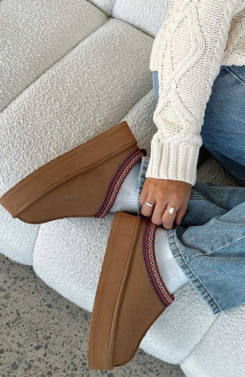 White Fox Tazmin Platform Snug Boots Chestnut | GJIZXH-605